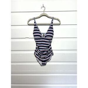 Tommy Bahama One Piece Women’s Swimsuit Red White And Blue Striped Sz 4